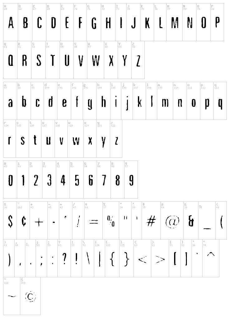Nicotine Stains font map